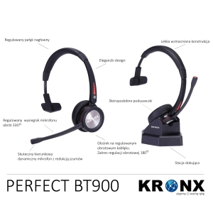 Zestaw słuchawkowy bezprzewodowy PERFECT BT900E