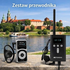 Bezprzewodowy System Przewodnicki Retekess T130P + T131P 2 nadajniki, 30 odbiorników, 1 walizka