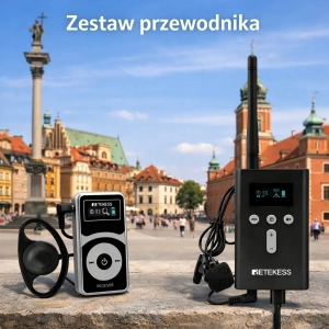 System Tour Guide Retekess T130P – 4 nadajniki, 60 odbiorników, 2 walizki ładujące